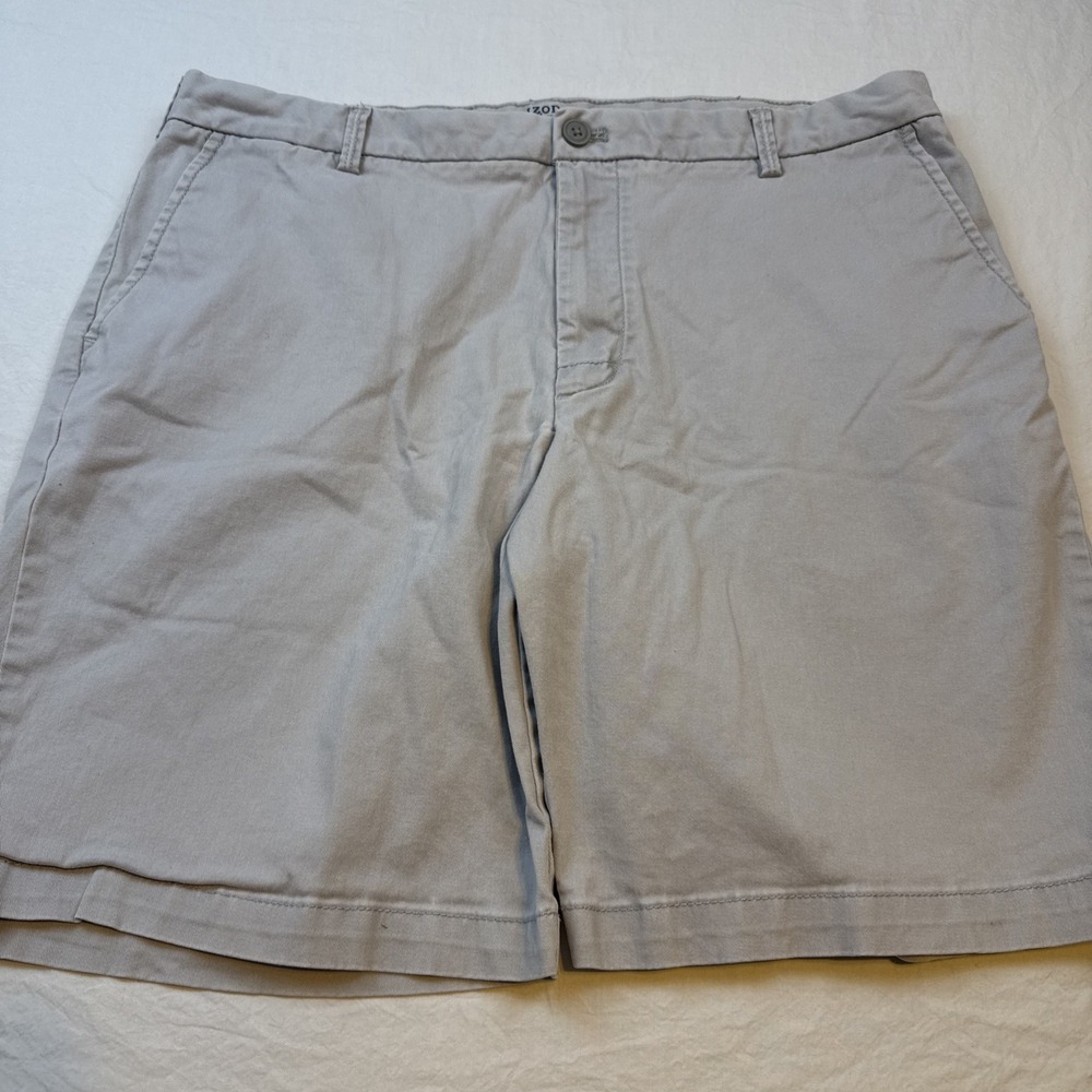 IZOD Shorts Mens 36" Waist GRAYSaltwater Relaxed Classic Khaki Chino (9.5"Long)